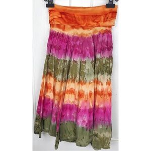 VINTAGE : raviya : size S : colorful boho hippie tie-dye Y2K flowy maxi skirt